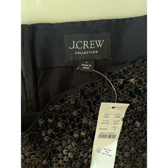 J Crew Collection Sequin Sheer Midi Skirt Women 4 Black Whimsigoth Disco Coquet - Picture 2 of 8